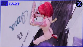 “Gloryhole” A red-haired rocker girl went to the toilet and fucked a guy after a rock concert.